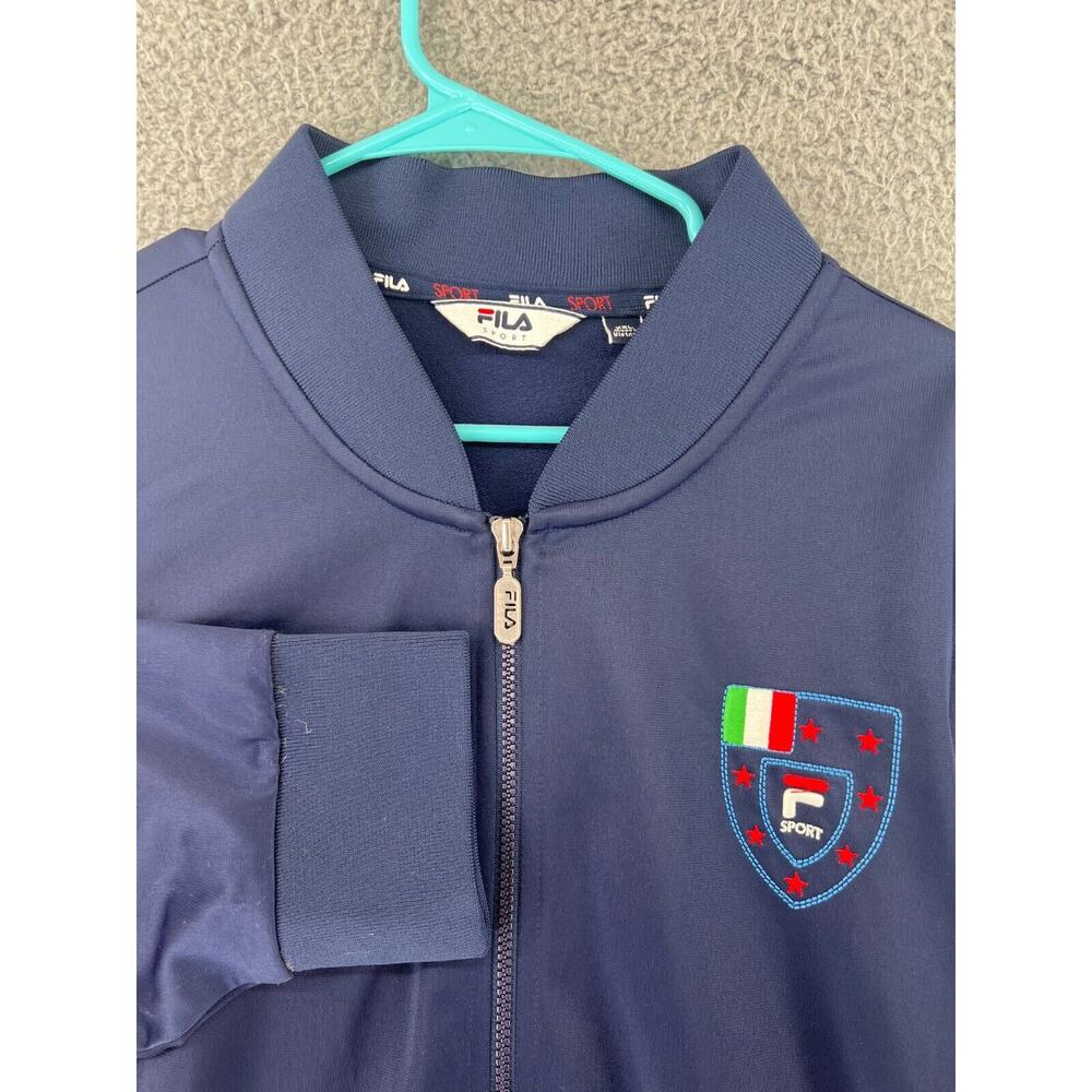 FILA SPORT Fleece Jacket Men's XXL Blue Full‎ Zip Casual Athletic Logo Flagg